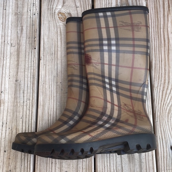 BURBERRY Rain Boots Tall Classic Check Haymarket Size EUR 36 - Picture 7 of 15
